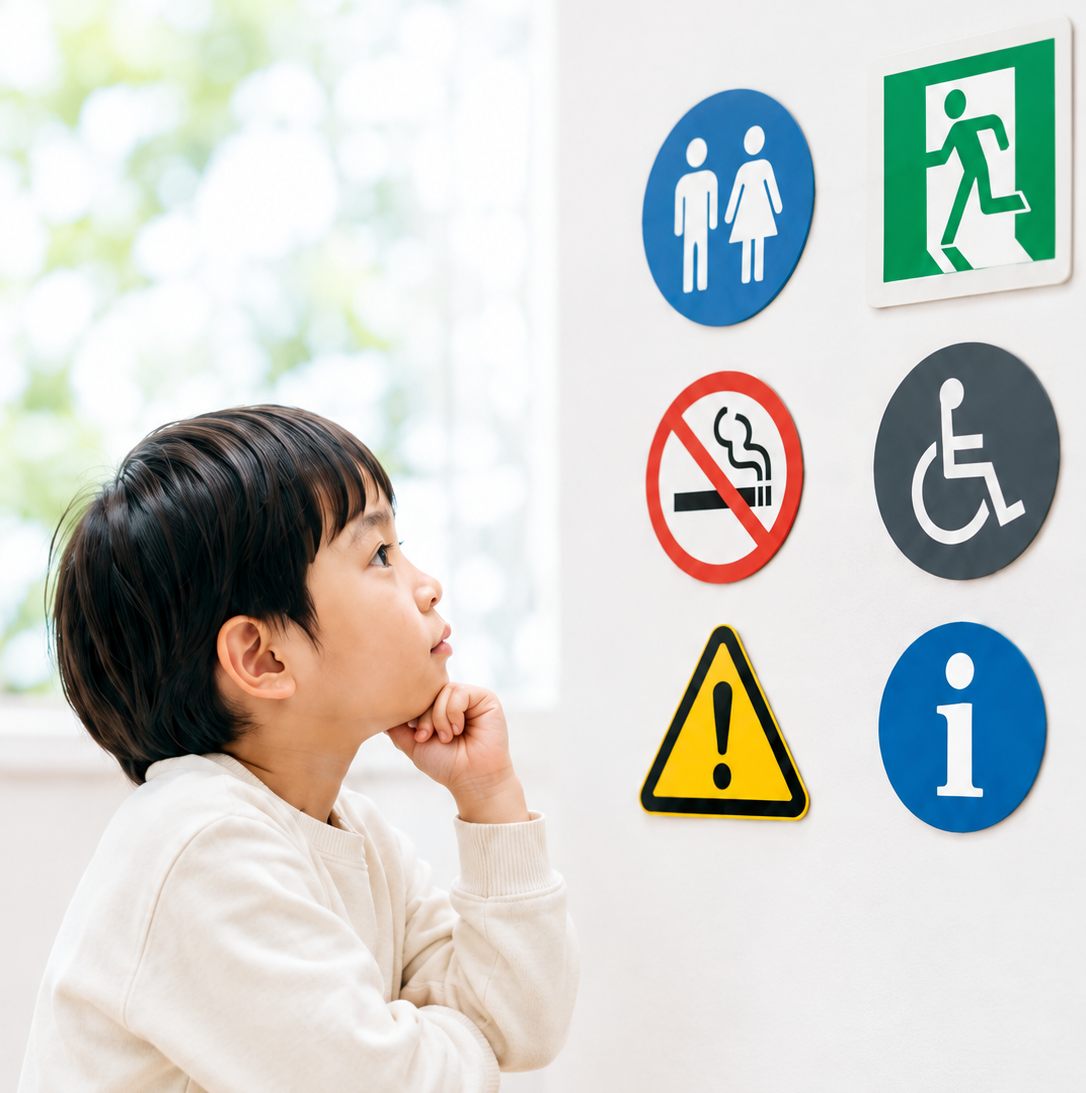 ピクトグラムについて考える子ども